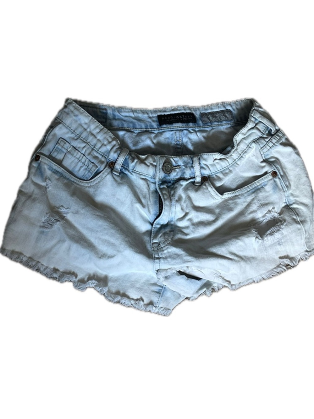 Aeropostale Light Blue Frayed Denim Shorts